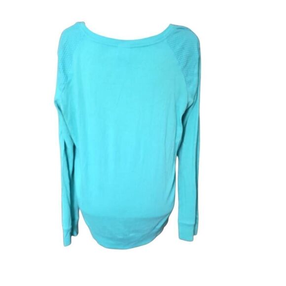Victoria's Secret Pink Women's Size Large Blue Long Sleeve Logo Mesh T-shirt - Picture 3 of 7
